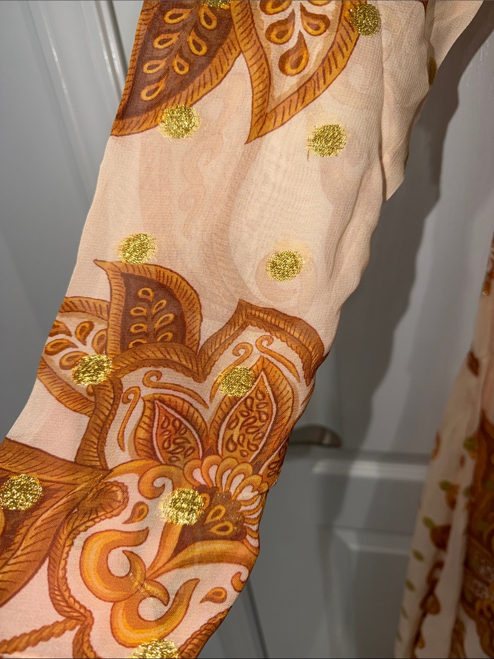 Farm Rio x Anthropologie L/S  Jacquard Maxi Dress is a long-sleeved Paisley NWT - Picture 7 of 11